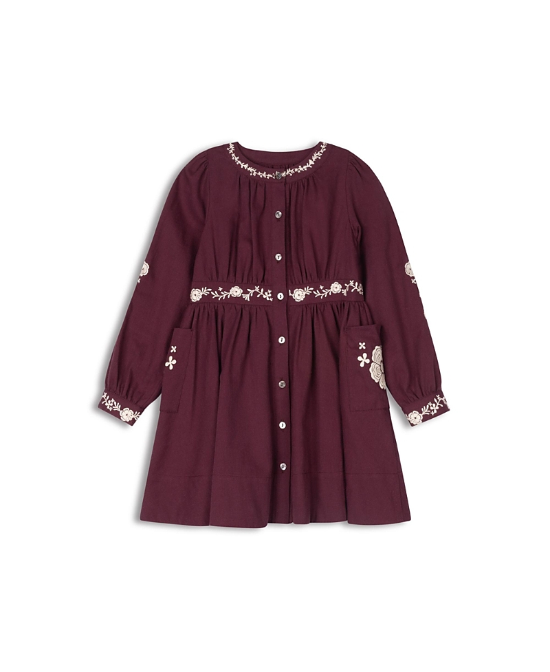 Ely's & Co. Girls' Floral Embroidered Waisted Cotton Dress - Little Kid, Big Kid