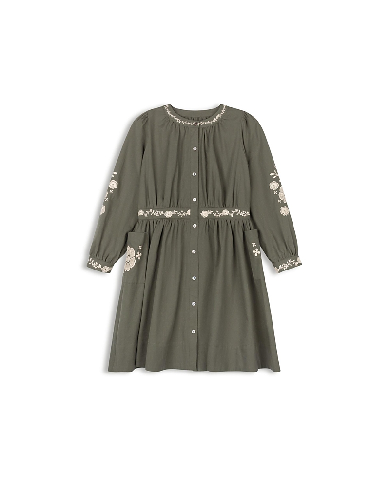 Ely's & Co. Girls' Floral Embroidered Waisted Cotton Dress - Little Kid, Big Kid