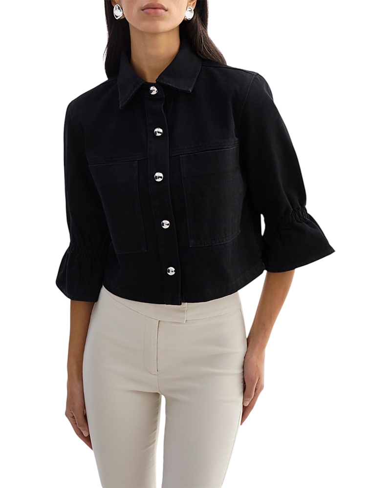 Lamarque Ruffle Sleeve Denim Jacket