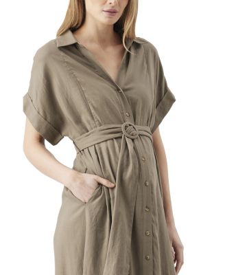  Amy Linen Nursing Shirt Dress