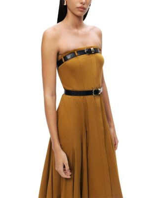  Strapless Double Belted Midi Dress