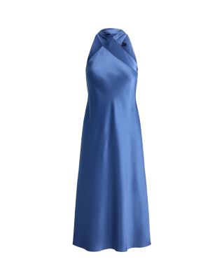 Satin Charmeuse Halter Cocktail Dress