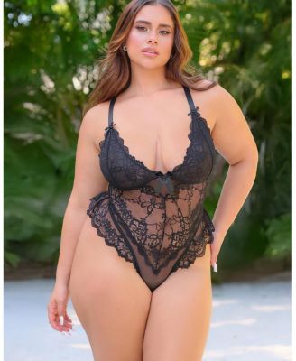Curvy Valentine Sheer Lacey Teddy