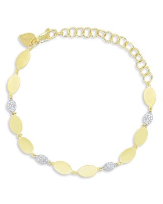 14K White & Yellow Gold Oval Disc Link Bracelet