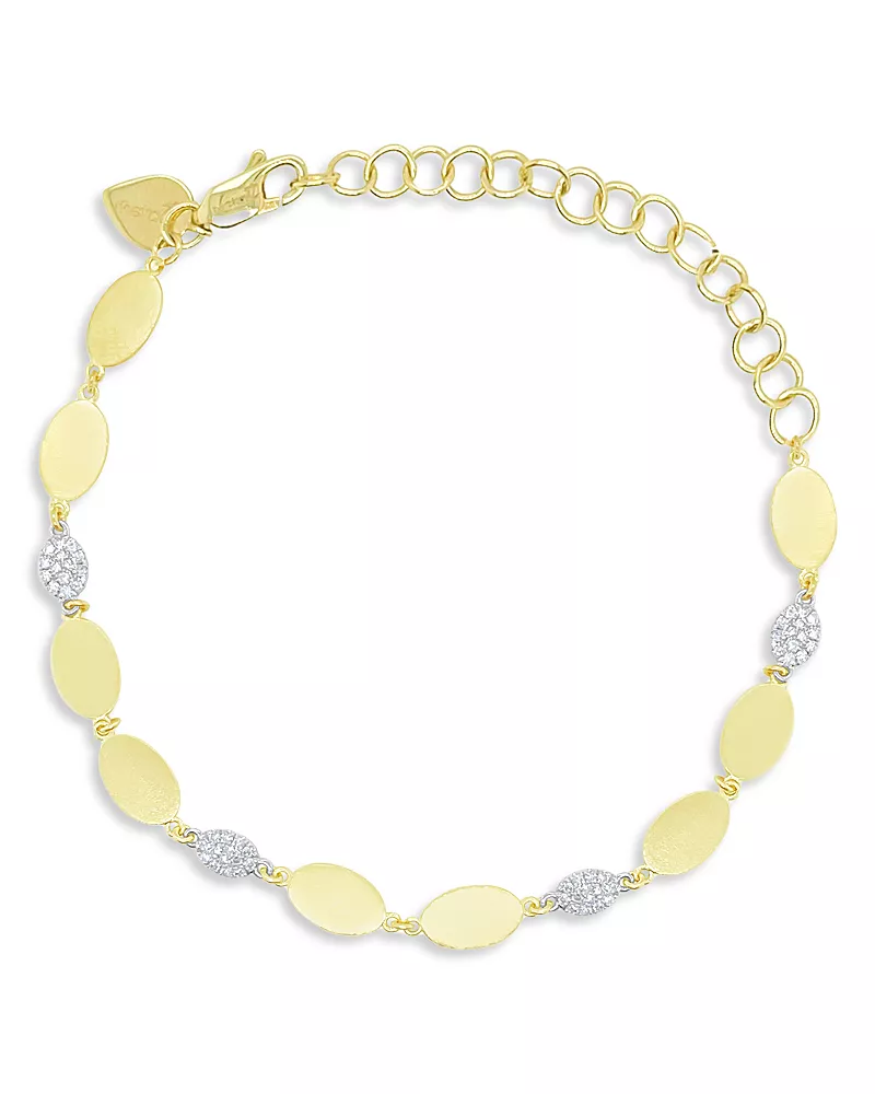 Meira T 14K White & Yellow Gold Diamond Oval Disc Link Bracelet