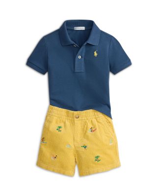 Boys' Cotton Mesh Polo Shirt & Corduroy Shorts Set - Baby