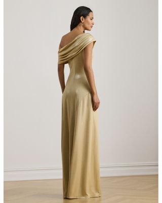 Metallic Jersey Off The Shoulder Gown