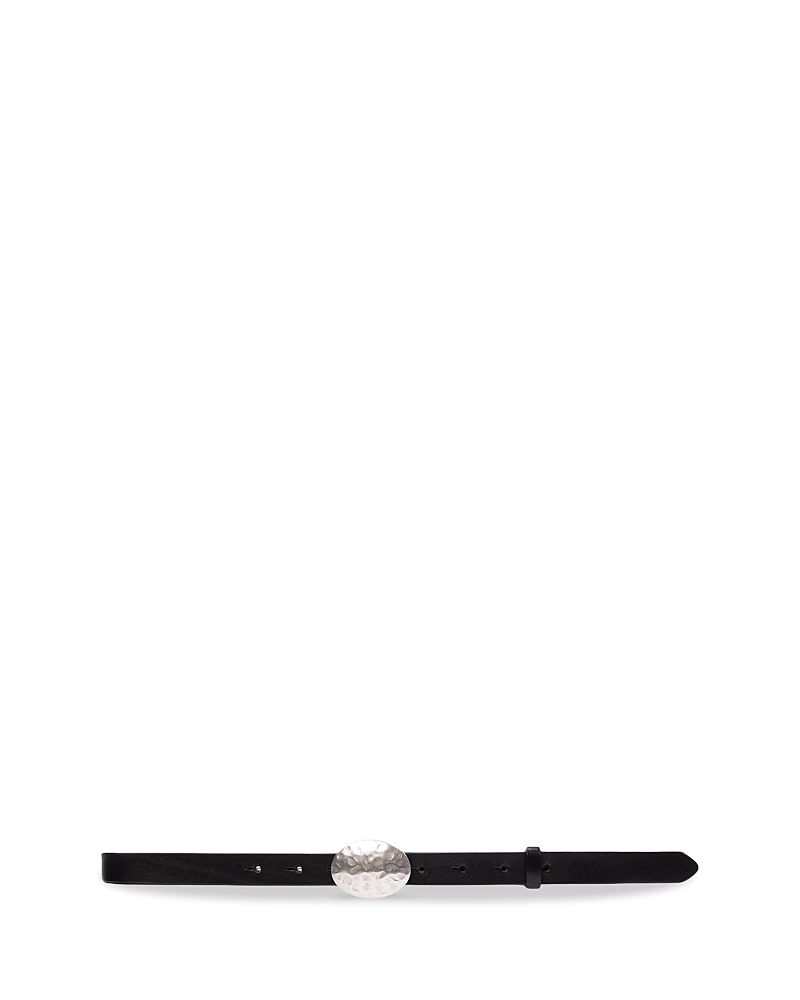 Black Suede Studio Women's Hammered Buckle Leather Belt