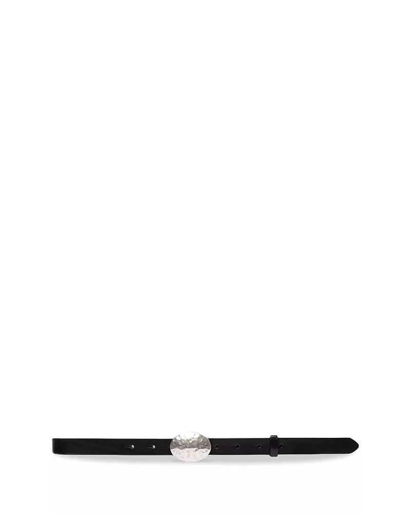 Black Suede Studio Women's Hammered Buckle Leather Belt