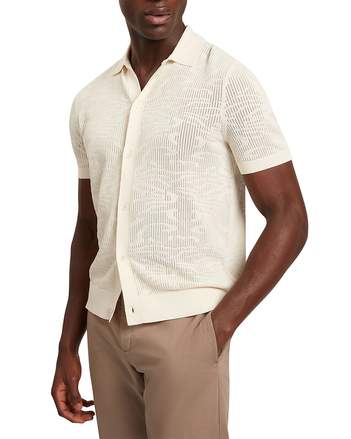 Ted Baker Jorien Short Sleeve Crochet Stitch Button Through Shirt