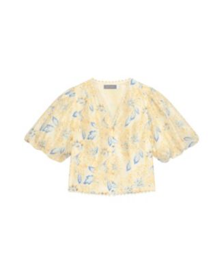  Women's Floral Puff Sleeve Blouse