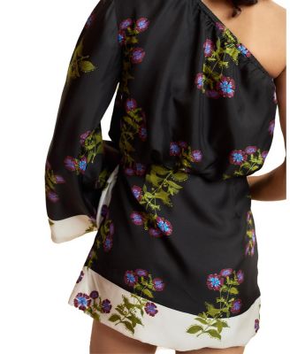  One Shoulder Mini Silk Dress