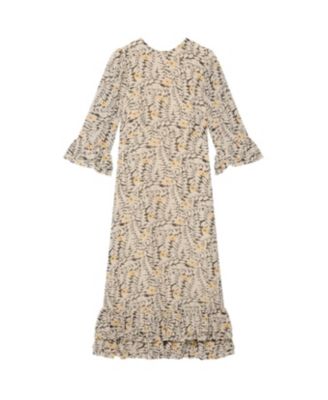  Women's Floral Print Ruffle Midi Dress