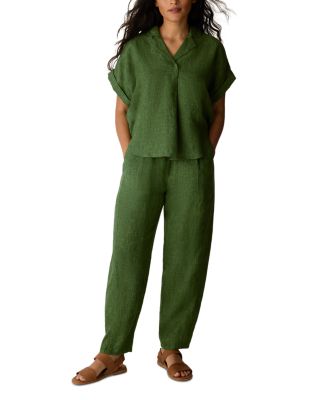 Pleated Linen Ankle Pants