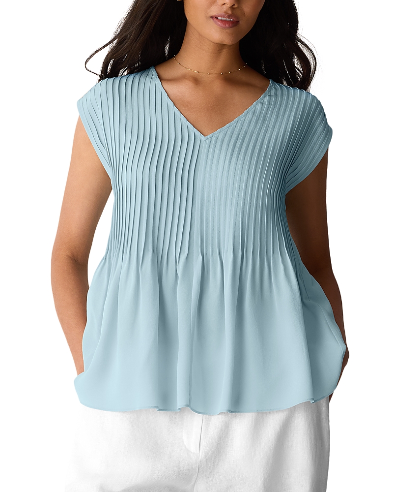 Eileen Fisher Silk Crepe De Chine V Neck Top