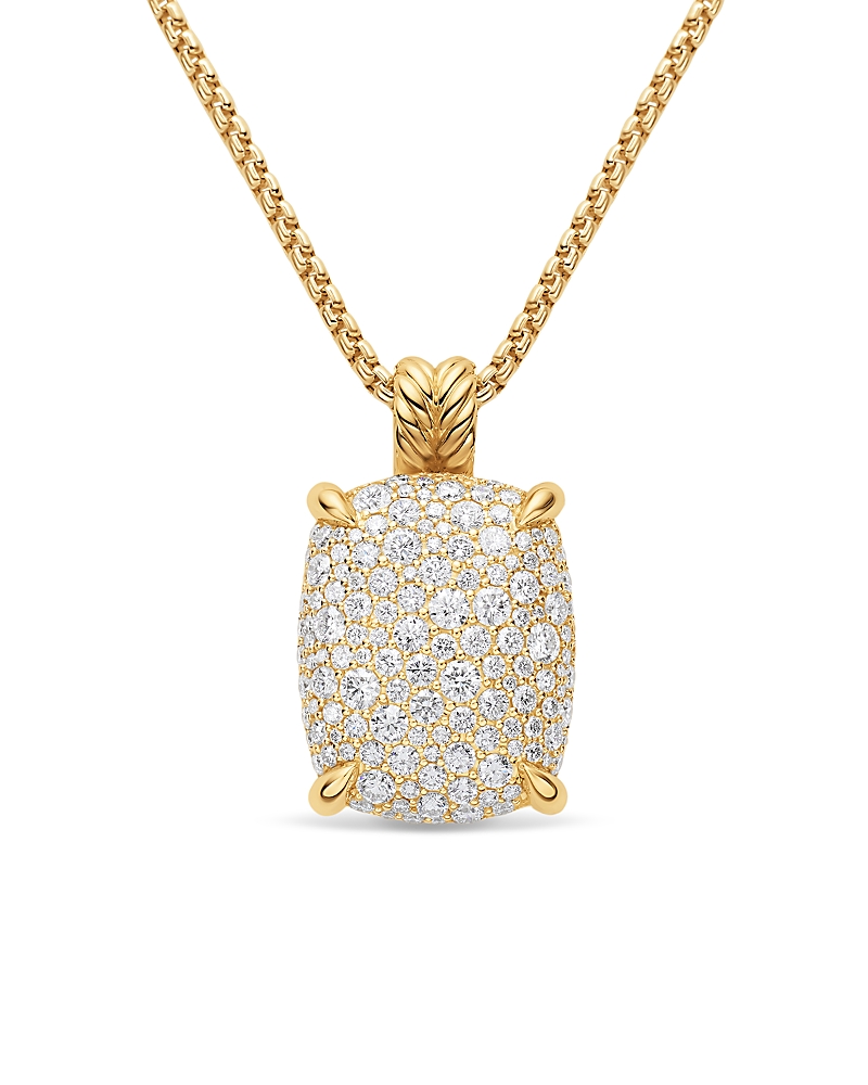 Chatelaine Elongated Pendant Necklace in 18K Yellow Gold with Diamonds, 19mm