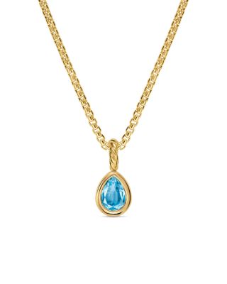 Mini Pear Cut Amulet in 18K Yellow Gold with Sky Blue Topaz, 11mm