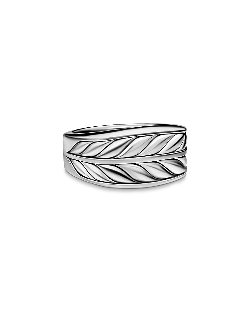 Men's Chevron Three Sided Signet Ring in Sterling Silver, 12.5mm