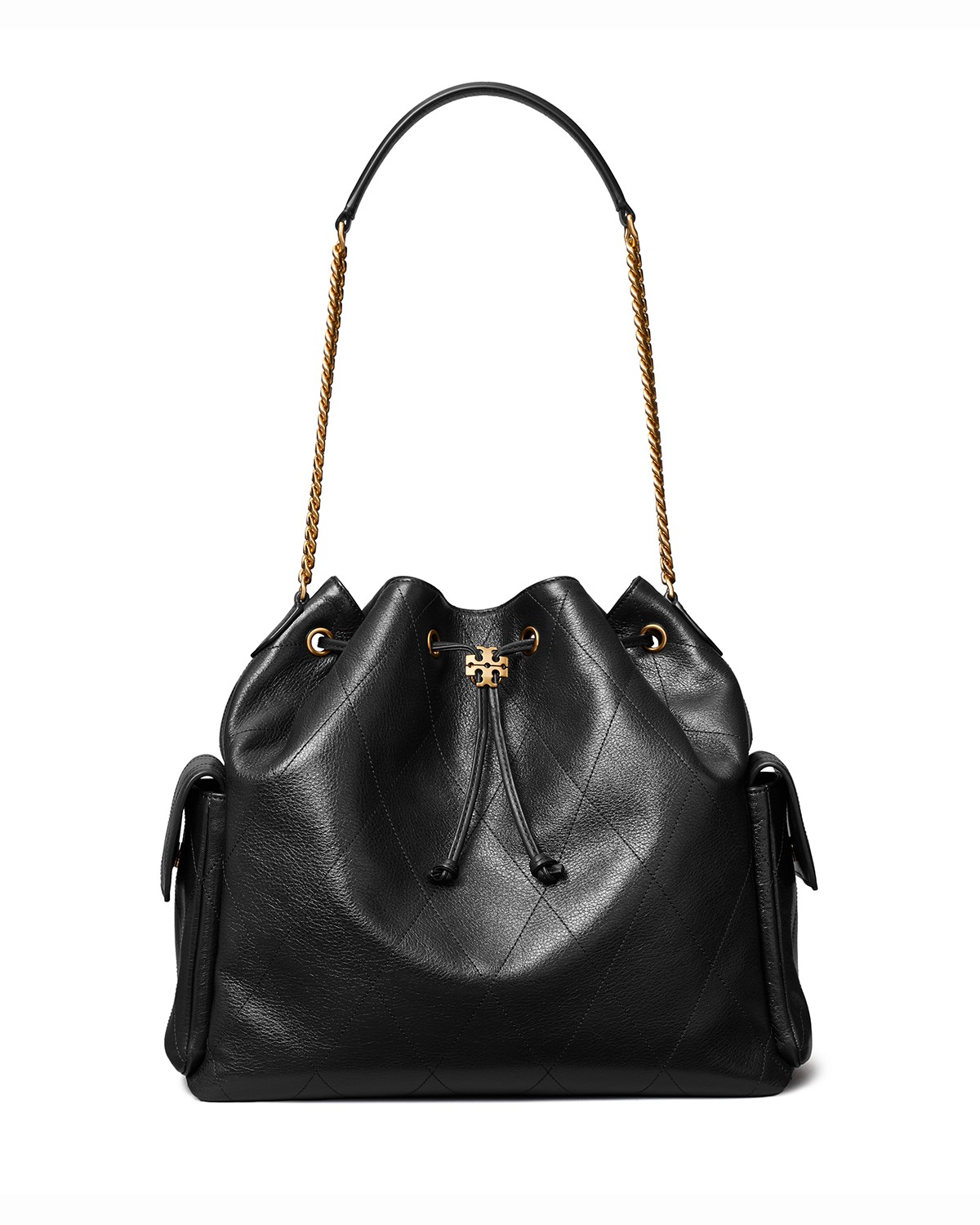 Charlie Large Quilted Leather Drawstring Bag