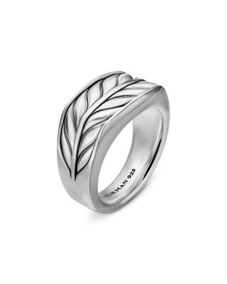 Men's Chevron Three Sided Signet Ring in Sterling Silver, 12.5mm