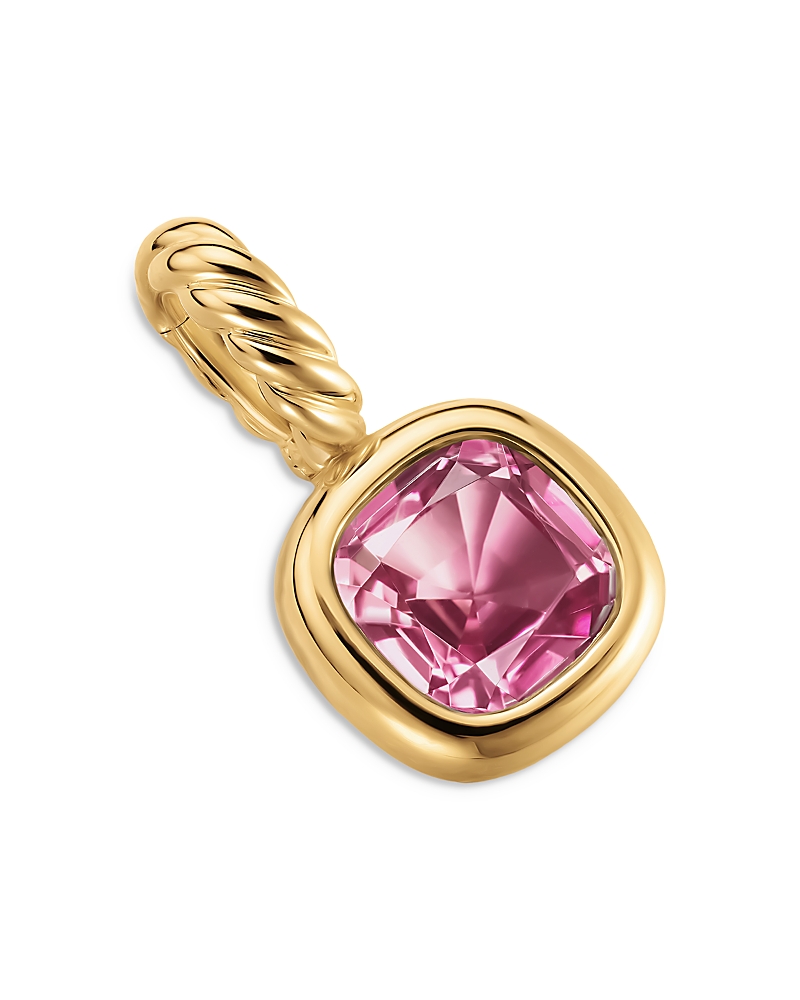 David Yurman Mini Cushion Cut Amulet in 18K Yellow Gold with Pink Tourmaline, 7.6mm · OS