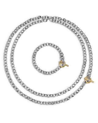 DY Mercer&reg; Convertible Chain Necklace in Sterling Silver with 18K Yellow Gold and Diamonds, 8mm