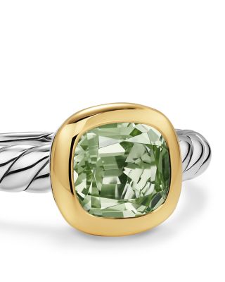  DY Mercer&reg; Color Stone Ring in Sterling Silver with 18K Yellow Gold and Prasiolite, 7mm