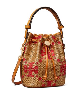 Romy T Monogram Straw Crossbody Bag