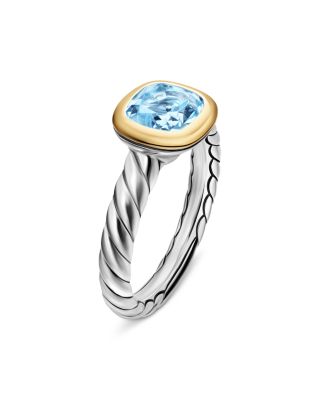 DY Mercer&reg; Color Stone Ring in Sterling Silver with 18K Yellow Gold and Sky Blue Topaz, 7mm