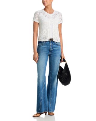 Pointelle Knit Short Sleeve Cardigan - Exclusive