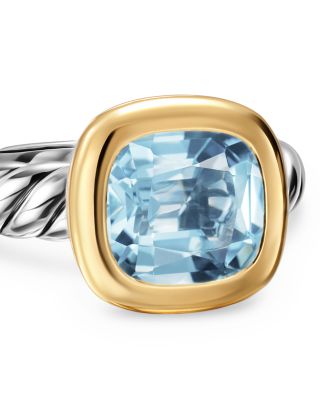 DY Mercer&reg; Color Stone Ring in Sterling Silver with 18K Yellow Gold and Sky Blue Topaz, 10mm