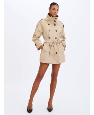  Vanetta High Collar Double-Breasted Trench Mini Coat