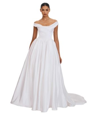  Unna Satin Bardot Cowl Wedding Gown