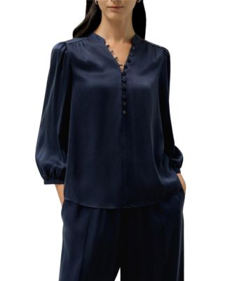  X Melissa Murrell Silk Suede V-Neck Blouse