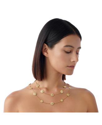 18K Yellow Gold Diamond Orbit Station Necklace, 32"