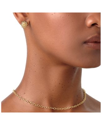 18K Yellow Gold Celestial Diamond Sun & Moon Mismatch Stud Earrings