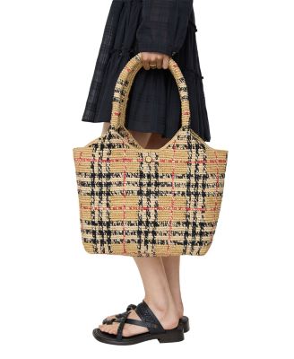 Margate Small Check Raffia Tote Bag