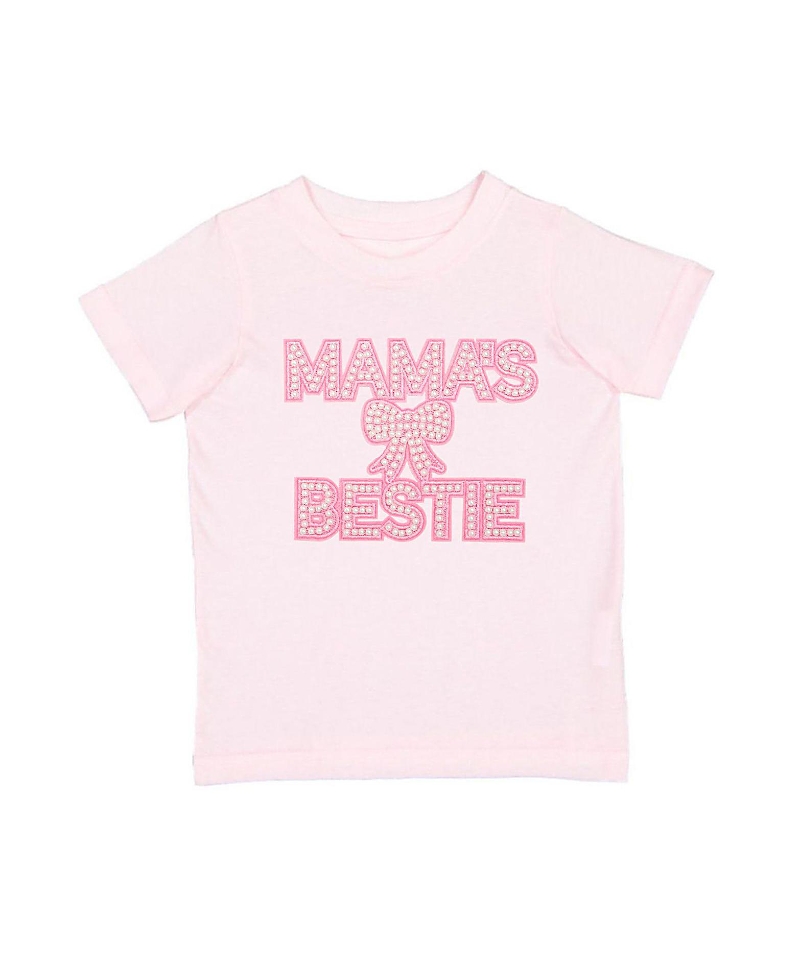 Sweet Wink Girls' Mama's Bestie Pearl Patch Short Sleeve T-Shirt - Baby, Little Kid