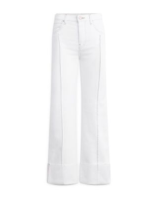 Rosie Pintucked Cuffed Wide Leg Jeans in White