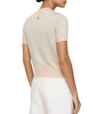  Check Panel Wool Silk Top