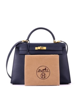 Kelly 32 Handbag Blue Courchevel with Gold Hardware