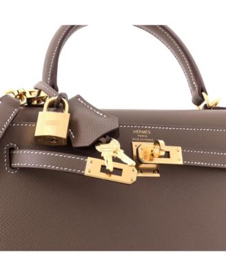 Kelly 25 Handbag Grey Epsom with Gold Hardware