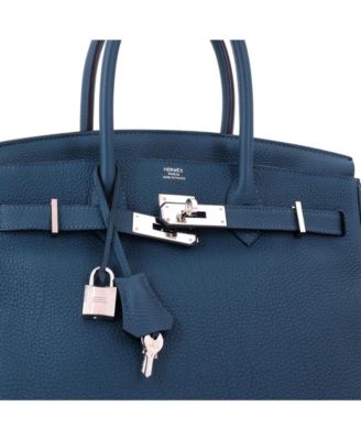 Birkin 30 Handbag Blue Togo with Palladium Hardware