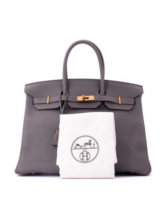 Birkin 35 Handbag Grey Togo with Gold Hardware