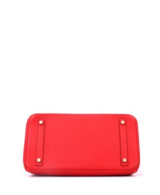 Birkin 30 Handbag Red Clemence with Gold Hardware
