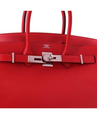 Birkin 30 Handbag Red Epsom with Palladium Hardware