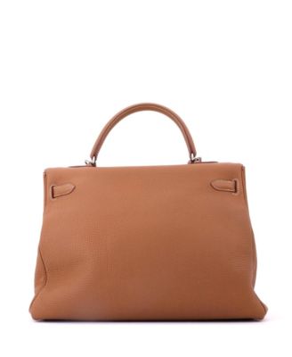 Kelly 35 Handbag Brown Togo with Palladium Hardware