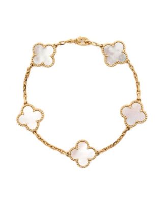  Vintage Alhambra 5 Motifs Bracelet 18K Gold and Mother of Pearl