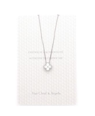  Vintage Alhambra Pendant Necklace Guilloche 18K White Gold, 16.75"