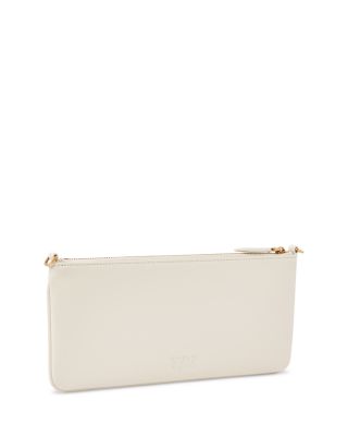 Flat Horizontal Vitello Leather Crossbody Clutch